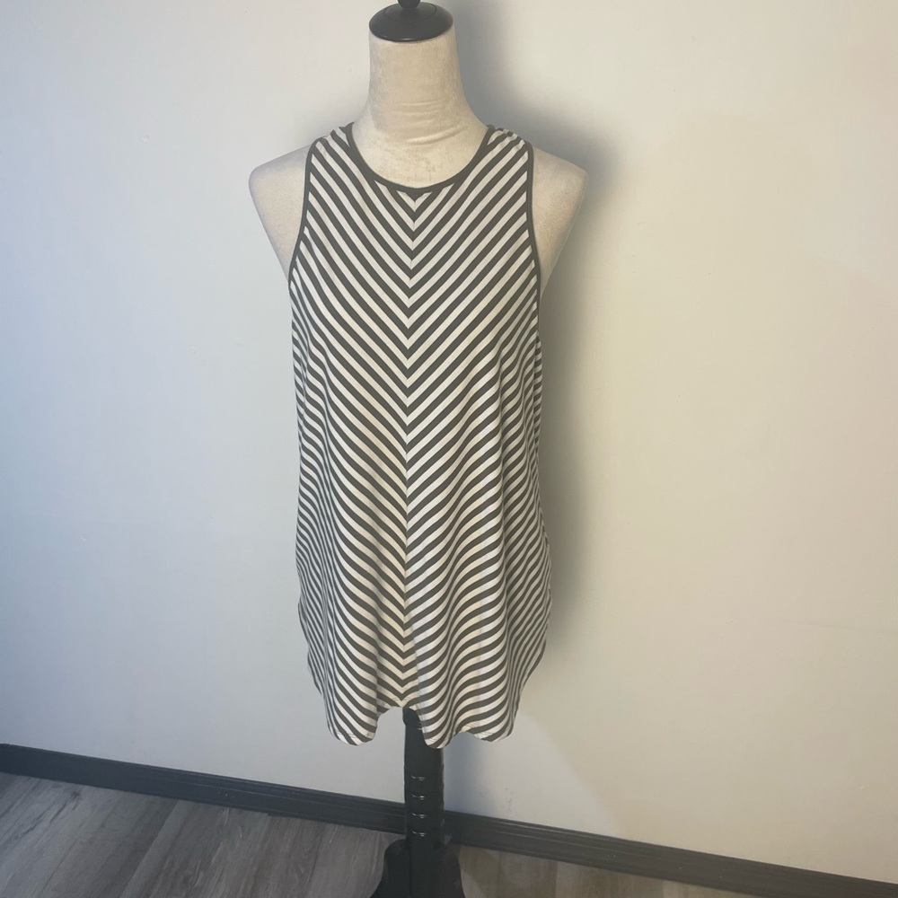 Black and White Striped Sleeveless Top